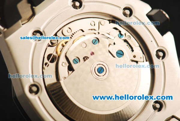 Audemars Piguet Royal Oak Offshore Chronograph Swiss Valjoux 7750 Automatic Movement Steel Case with White Dial and Black Rubber Strap-Run 9@Sec - Click Image to Close